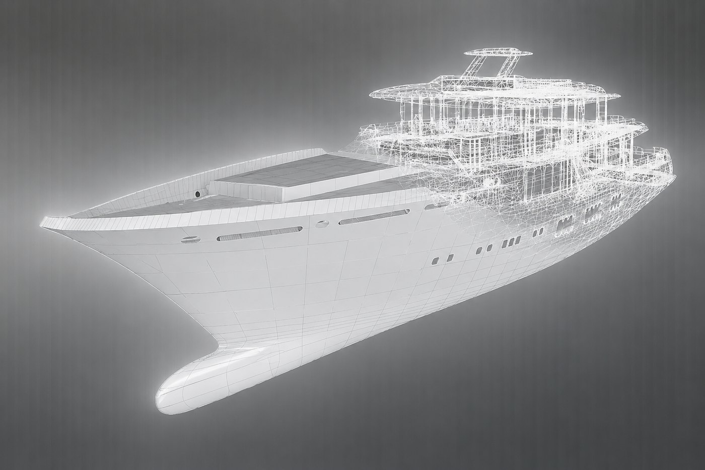 Nuage de points / modèle filaire d’un yacht